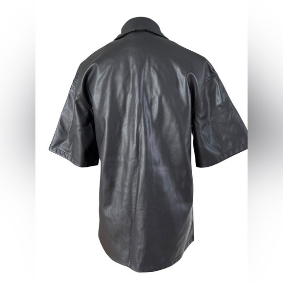 Topshop Black faux Leather Short Sleeve Jacket - Picture 5 of 7
